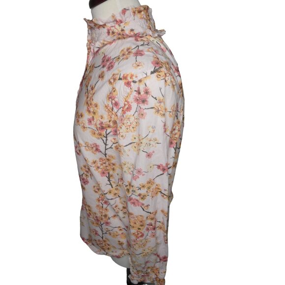 J. Crew Classic Fit Ruffle Neck Shirt Punk Cherry Blossoms - Picture 3 of 7